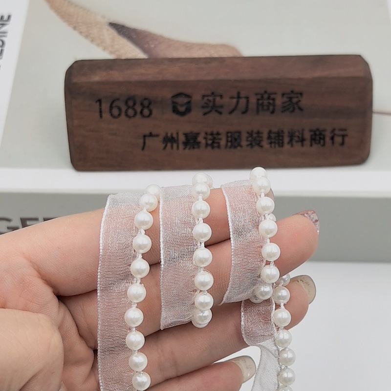 ワイヤードパールエッジウェビング 4cm 5cm 6cm 8cm 黒と白の既製ヘアアクセサリー、子供服、婦人服、レースアクセサリー|undefined