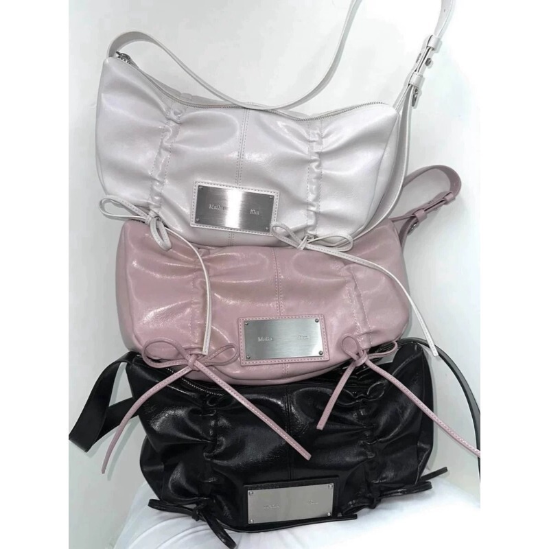 Korean Niche Designer Brand Matinkim Drawstring Bow Pleated Tie Shoulder Bag Handbag for Women Korean Niche Designer Brand Matinkim Drawstring Bow Pleated Tie Shoulder Bag Handbag for Women