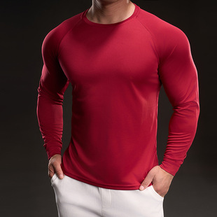 2025 Spring New Slim Stretch Long Sleeve Training Clothes Casual Fashion Running Sports Fitness Outdoor T-shirt Men