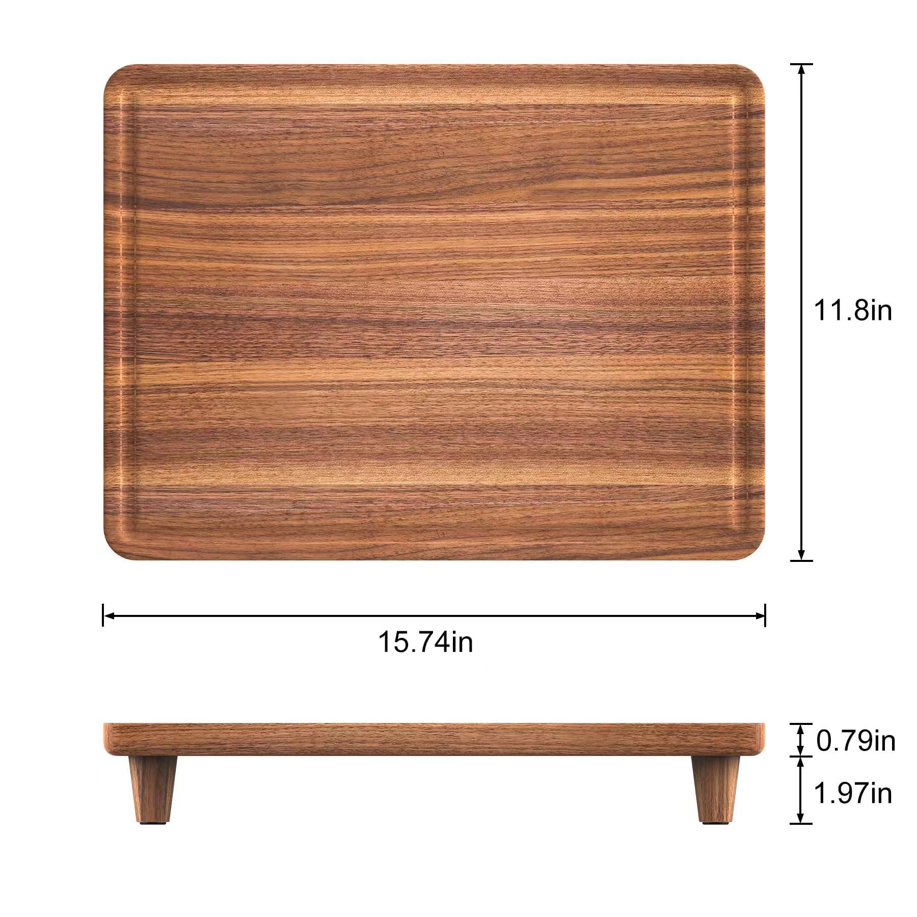Tabla de corte de madera Acacia para preparar y servir comidas de cocina Tabla de corte de madera con ranura de jugo