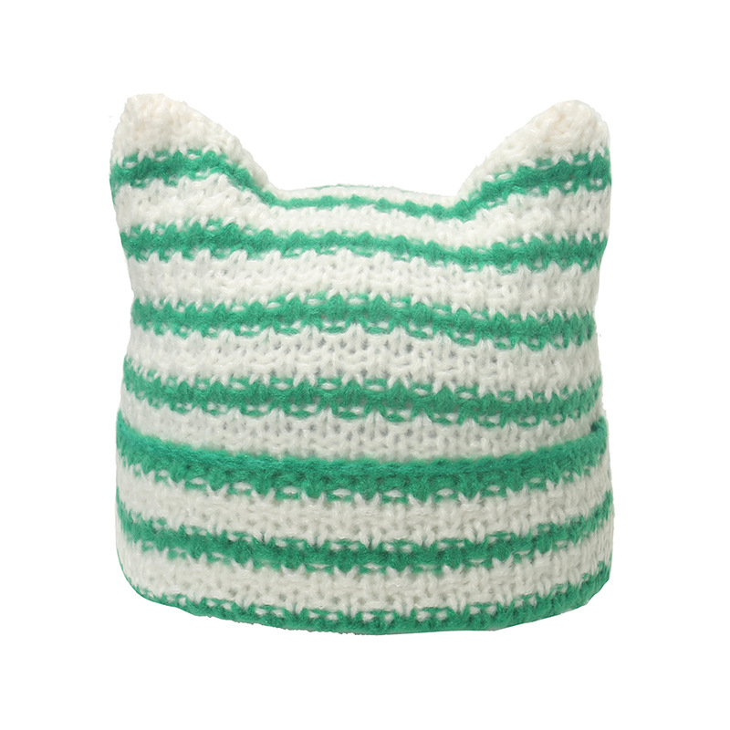 Women's Gender Cartoon Style, Cute Style Eaveless Rim Women's Cartoon Style Cute Cat Eaveless Wool Cap
