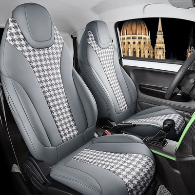 Wholesale cross-border ST special car set as coleway houndstooth car seat cushion high-end fashion seat cover four seasons cushion (Modelə uyğun (Original) oturacaq örtükləri) - elegant-gray-standard-version-two-111