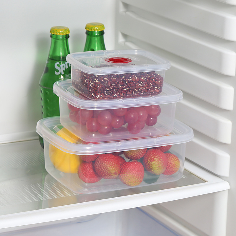 Niche Food Sealed Box Plastic Vacuum Crisper Box with Breathable Holes Round Square Microwave Baking Lunch Box
