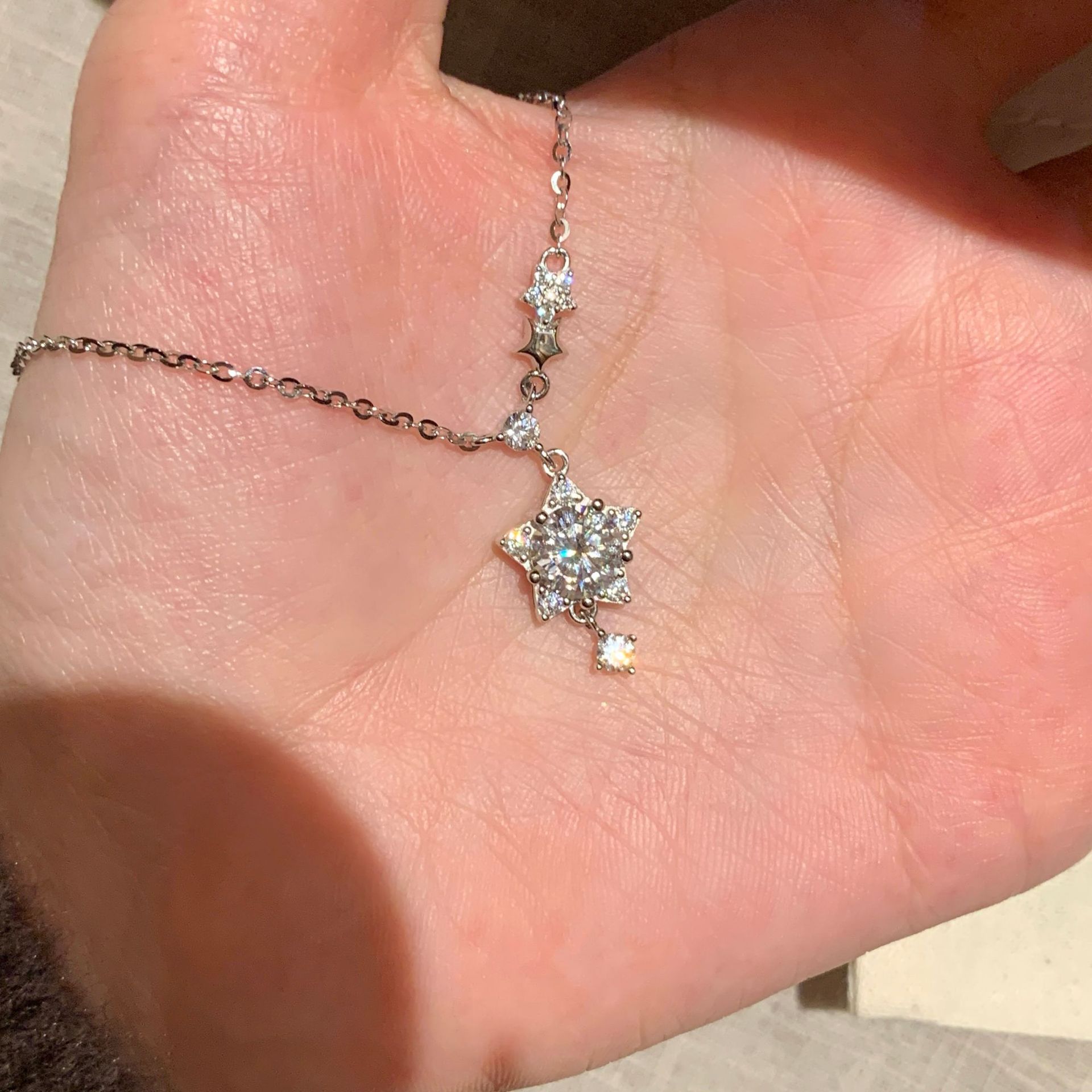 Parure collier et boucles d'oreilles étoile en argent sterling s925_voghion.com
