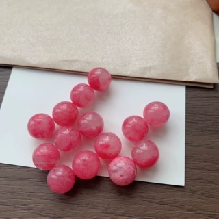 天然粉色蔷薇石玉髓水晶散珠圆珠diy水晶饰品配件手链串珠百搭