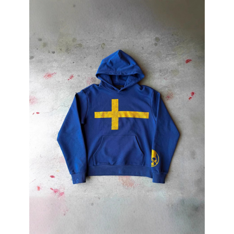 Unisex Retro Cross Print Hoodie - Streetwear Pullover Sweatshirt For Men & Women_viptrois.com