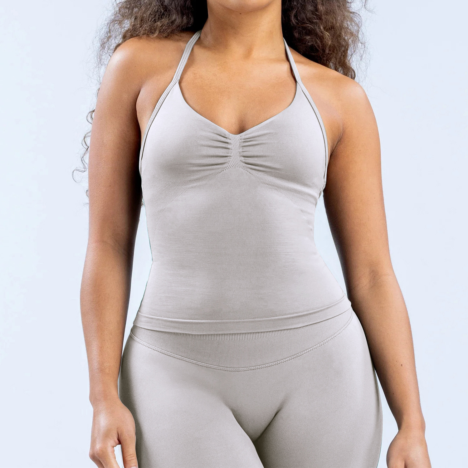 Chaleco halter de yoga sin costuras transfronterizo pantalones de yoga de cadera elásticos altos pantalones de fitness tirantes conjunto de sujetador deportivo