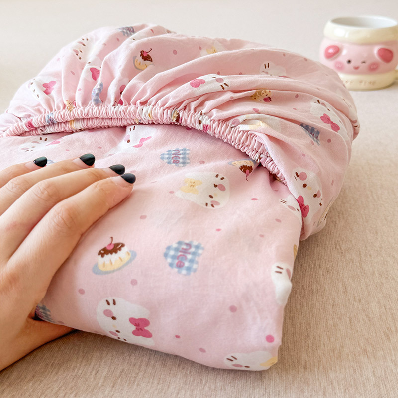 A類母子級プリント単品ベッド笠ins小清新水洗い綿マットレス保護カバー全包ベッド笠と枕カバー|undefined