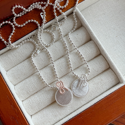Han-style silver butterfly knot engraved silver pendant baby full moon necklace anti-lost laser necklace birthday gift full moon gift