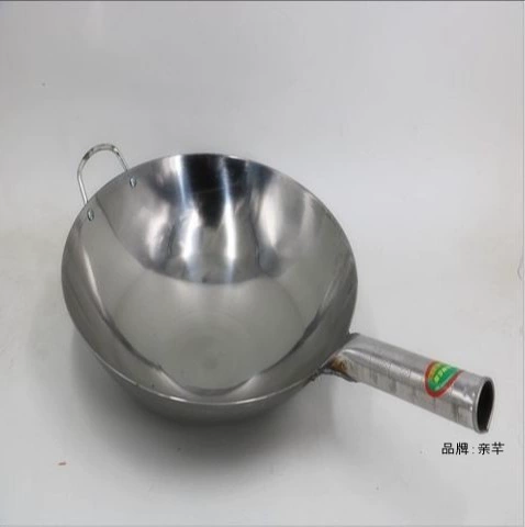 Утолщенная несъёмная кухонная посуда отели для использования на газовой плите дно с углублением круглая без покрытия нержавеющая стальная сковорода-гриль