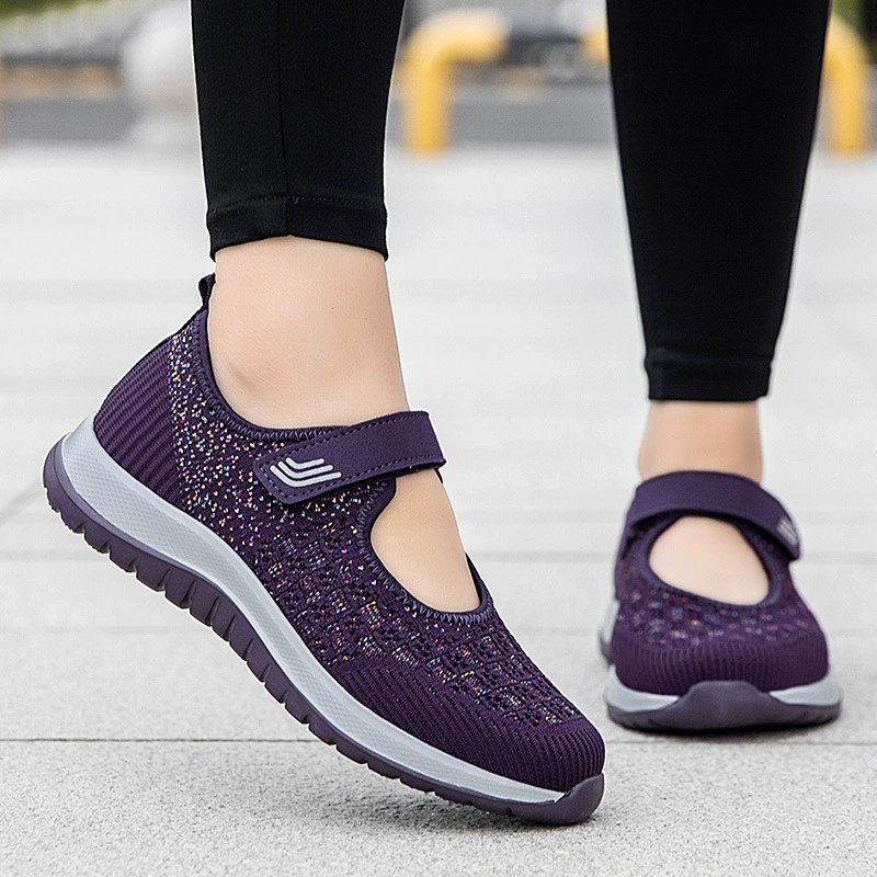 Туфли для пожилых людей 2025 года с большими костями, старые пекинские тканевые туфли для женщин с широкими толстыми ногами, бабушка с опухлыми ногами, сетчатые туфли для мамы, мягкая подошва