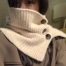 仿羊绒围脖套百搭帽脖套女秋冬围巾韩版纯色防寒保暖护颈针织披肩