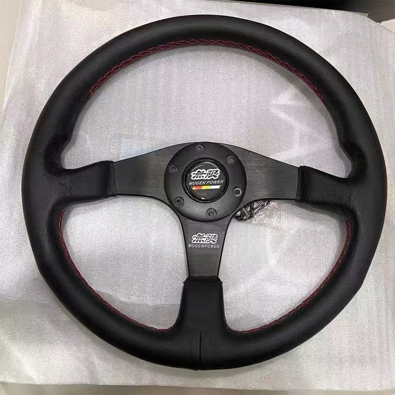 Car modification 14inch MUGEN universal quick-release racing sports steering wheel made of genuine suede leather