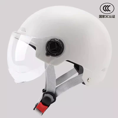 Motosiklet kaskı (dəbilqə) Scooter Safety Helmet, Half Helmet - 3c-matte-white-short-transparent-lens