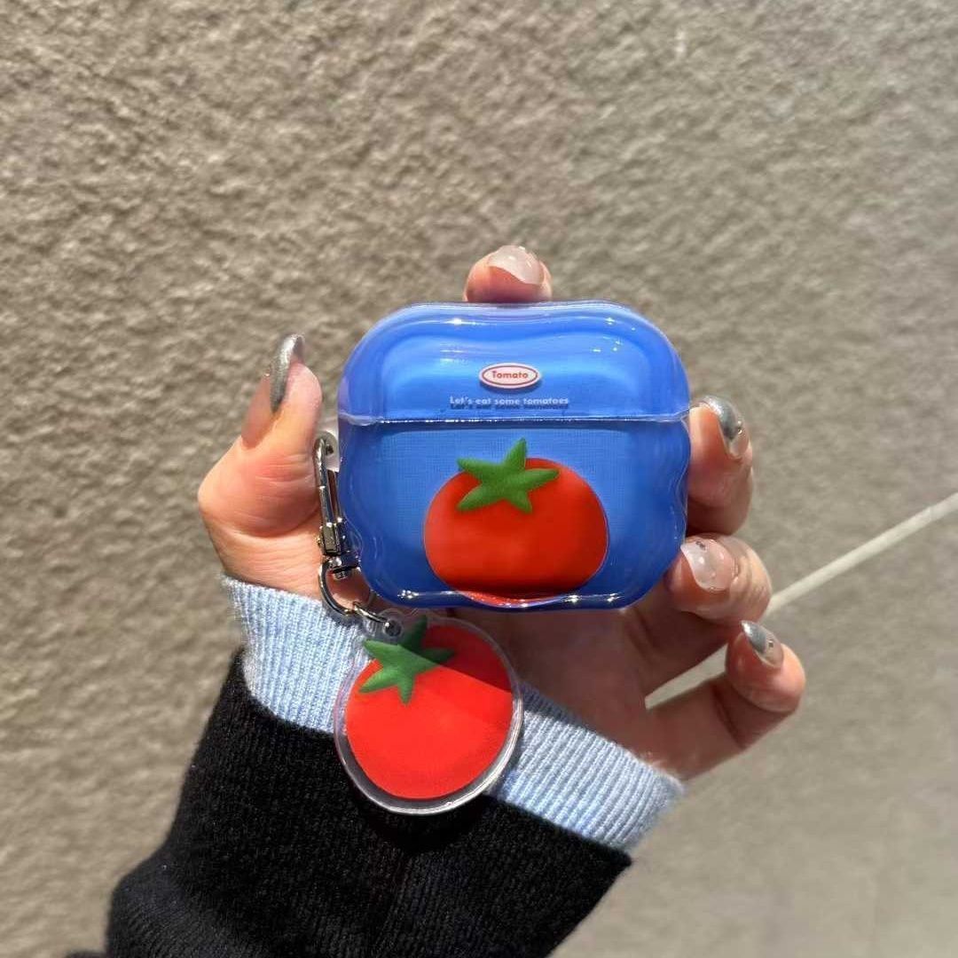 Tomate de fondo azul para airpods 4 generación 5 generación Apple Bluetooth auriculares estuche airpodspro3 estuche