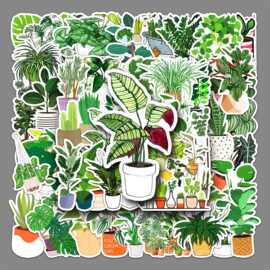 50张绿色植物创意贴纸滑板行李箱贴纸笔记本电脑汽车摩托车装饰
