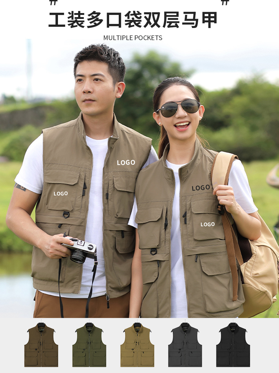 chaleco de pesca de alta gama de nylon rápido secado fotografía caballo clip hombre al aire libre montaña multi-bolsillo chaleco personalizado