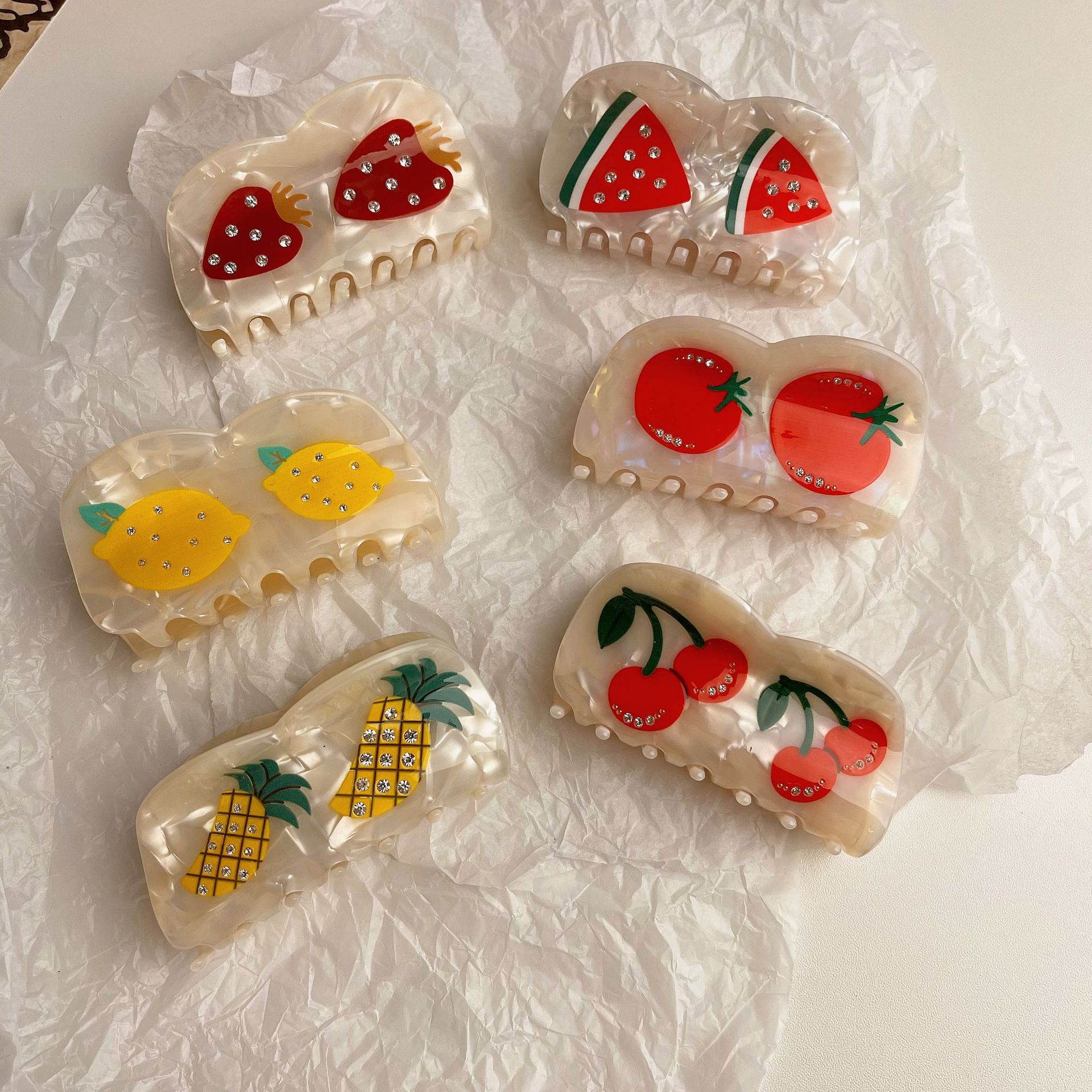 Mignon Fruit Feuilles D'acétate Placage Griffes De Cheveux 1 Pièce display picture 1