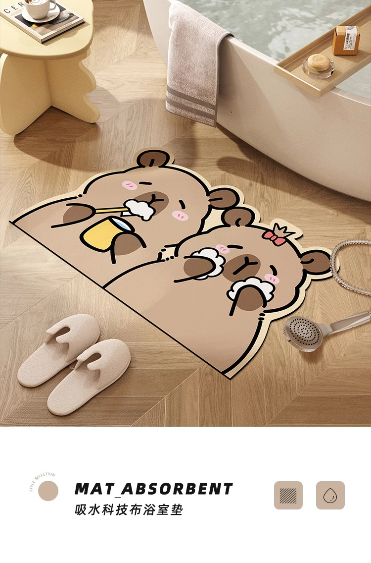 Cartoon Soft Diatom Mud Floor Mat Bathroom Absorbent Quick-Drying Foot Mat Bathroom Door Non-Slip Mat Stain-Resistant Tianjin Carpet