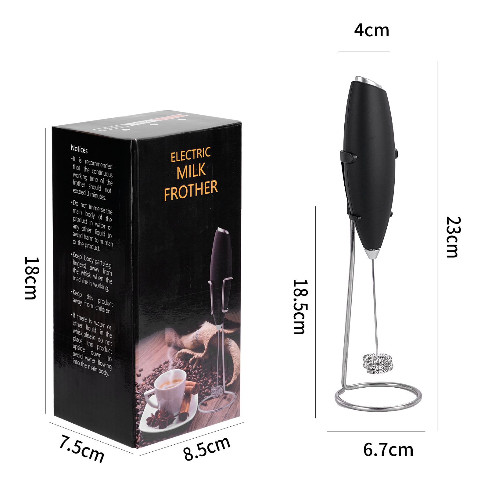 d004 블랙 우유 거품기 + 스탠드 (배터리 모델)