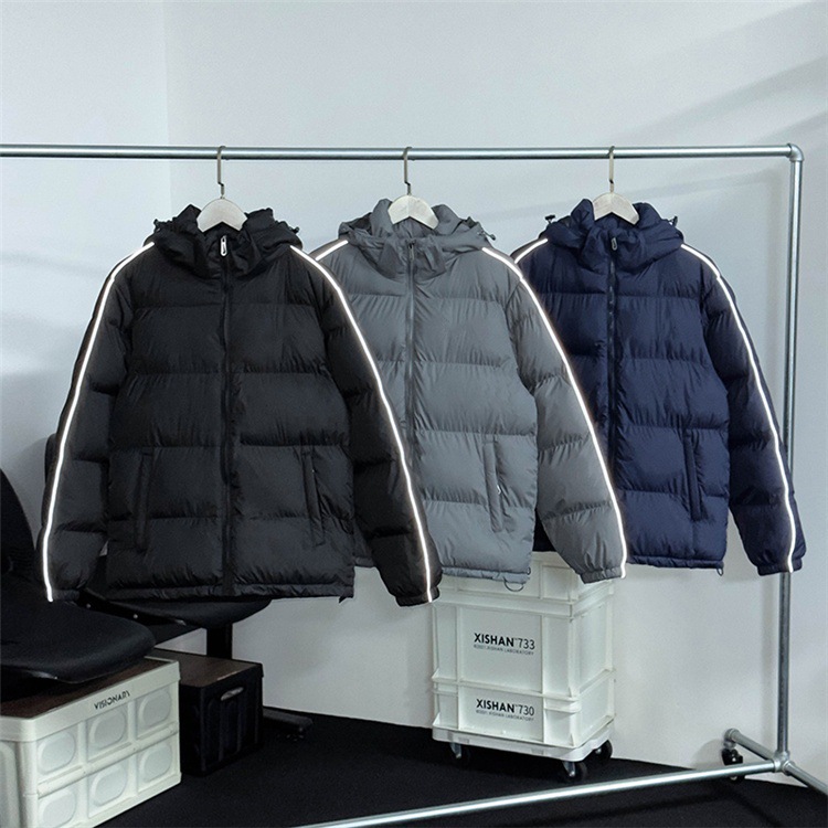 Cross-border NIK hooded cotton jacket, graphene composite thermal insulation, thickened for warmth, reflective embroidery, puffer jacket, winter style