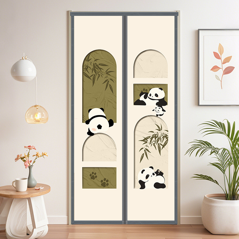Air-Conditioning Door Curtain Partition Curtain, Anti-Cold Air Insulation, Thickeneded Fabric Door Curtain, Punch-Free Household Magnetic Curtain, Universal for All Seasons
