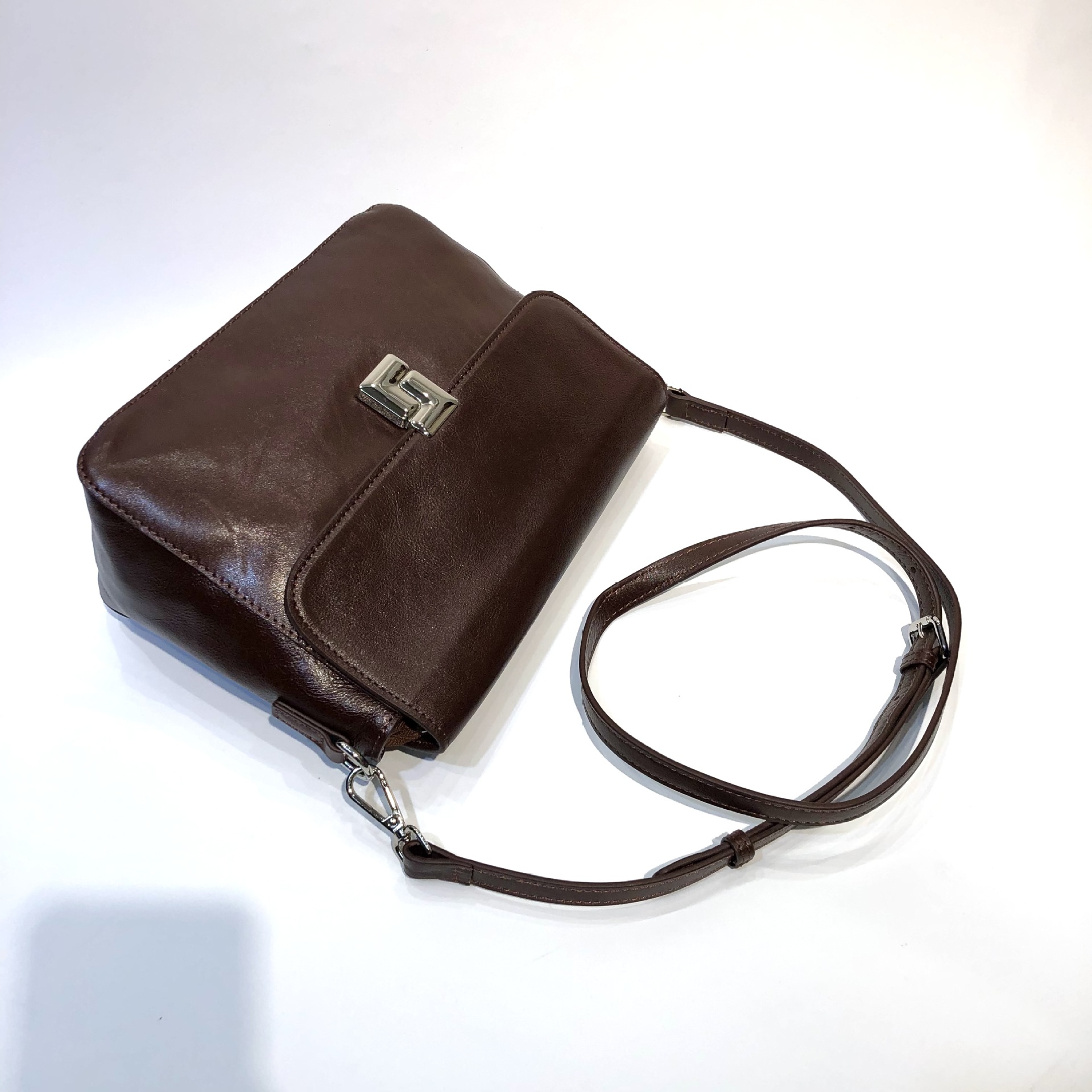 Genuine Leather Women's Bag Retro Top Grain Vegetable Tanned Cowhide Shoulder Crossbody Handbag 2-Way Tote Bag - Thumbnail 4