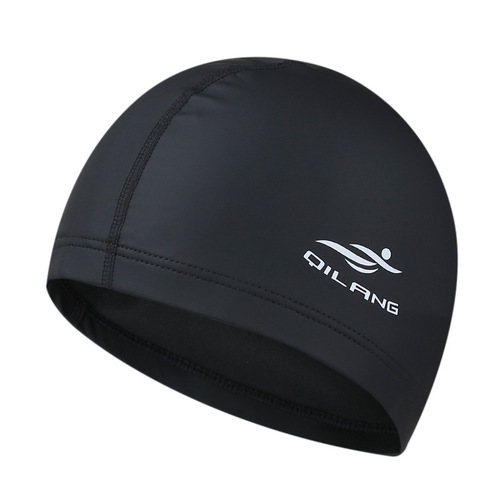 Lei Lang Adult Swim Cap Waterproof PU Coating Fabric Unisex Solid Color Non-Squeezing Head Fabric Swim Cap Manufacturer Wholesale