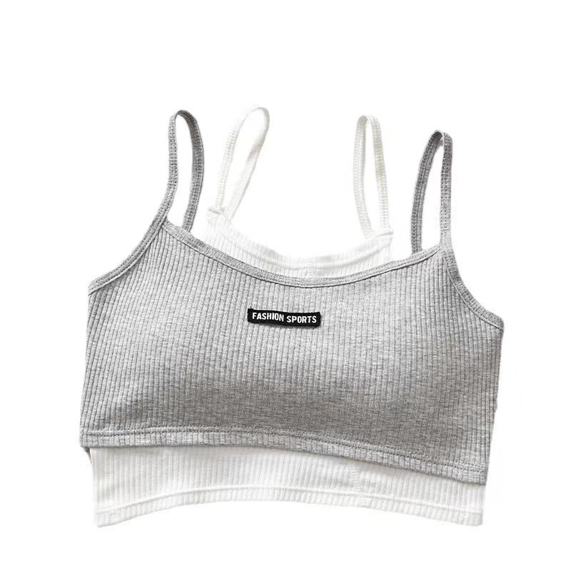 Verano falso de dos piezas de belleza correa trasera envuelto pecho chaleco interior y exterior desgaste irregular contraste color costura delgada bottoming top