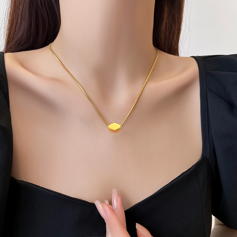 Fashion Geometric Titanium Steel Gold Plated Necklace