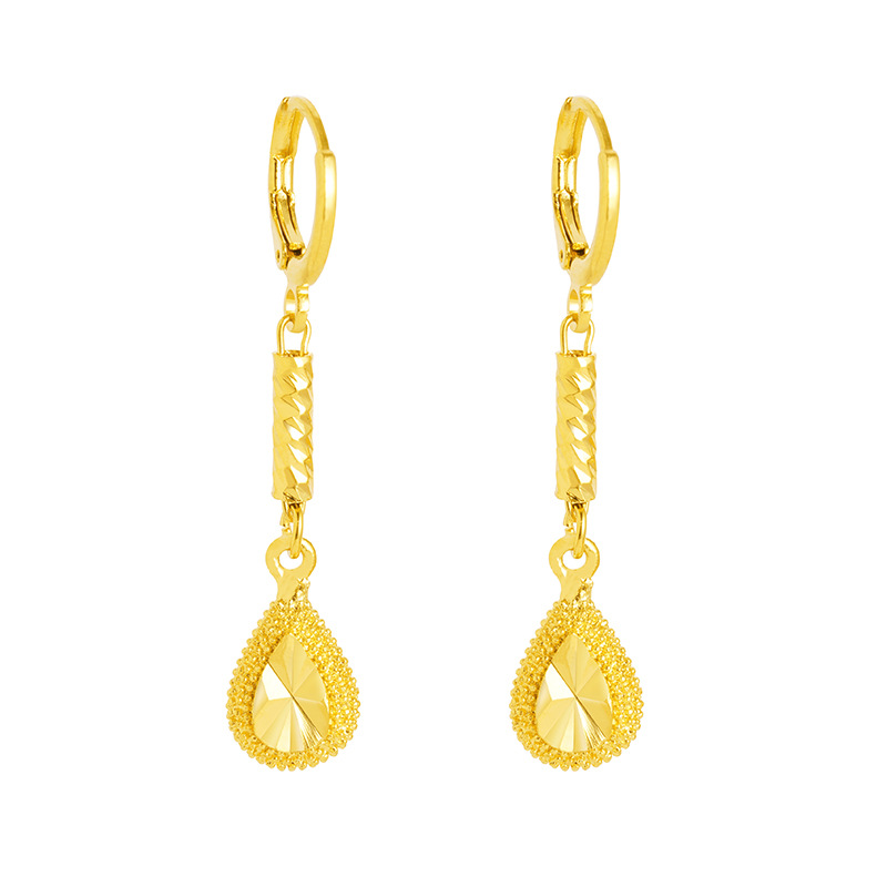 Pendientes de gota de Agua de Oro de imitación de aleación de cobre de las mujeres elegantes artesanía antigua Arena de Vietnam pendientes de oro al por mayor joyería de estilo chino