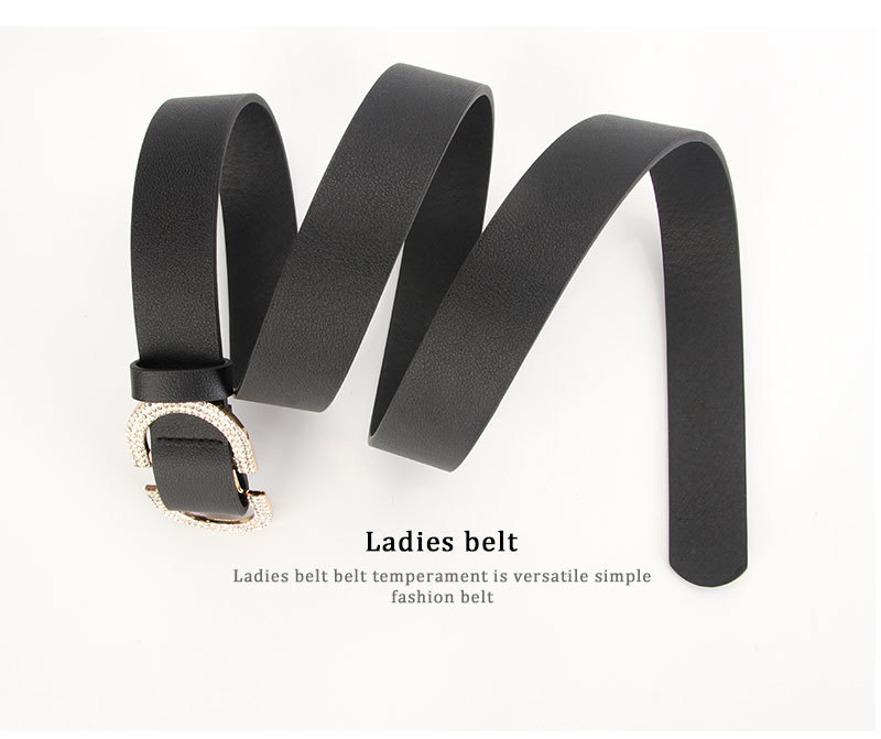 Casual Solid Color Pu Leather Alloy Plating Rhinestones Women's Leather Belts 1 Piece display picture 2