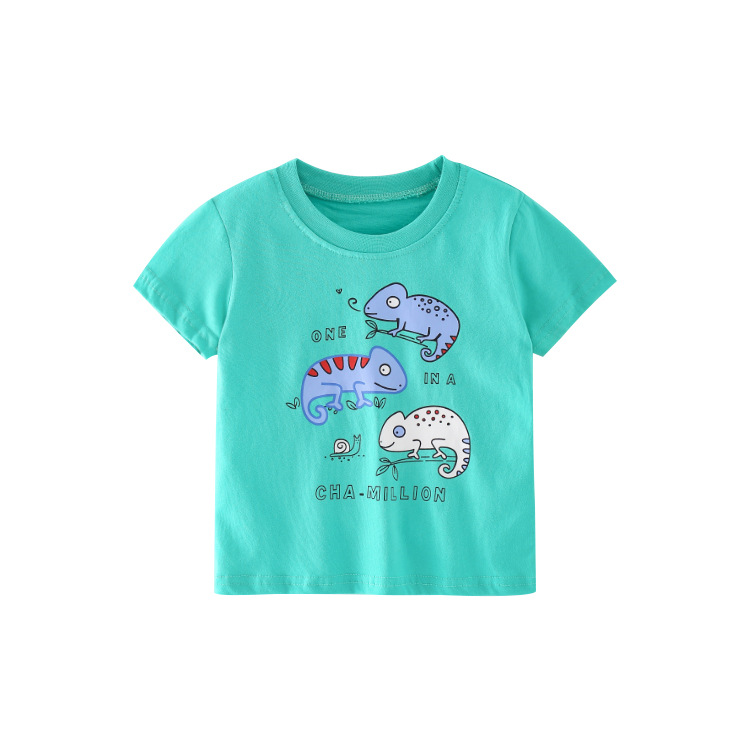 En stock malwee verano europeo y americano ropa infantil animal de algodón manga corta cuello redondo Camiseta