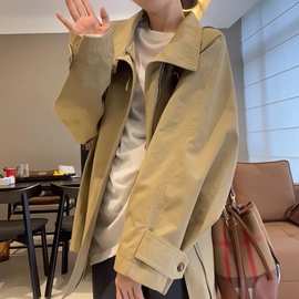卡其色短款风衣外套女2026新款早春秋小个子感超好看韩系日系