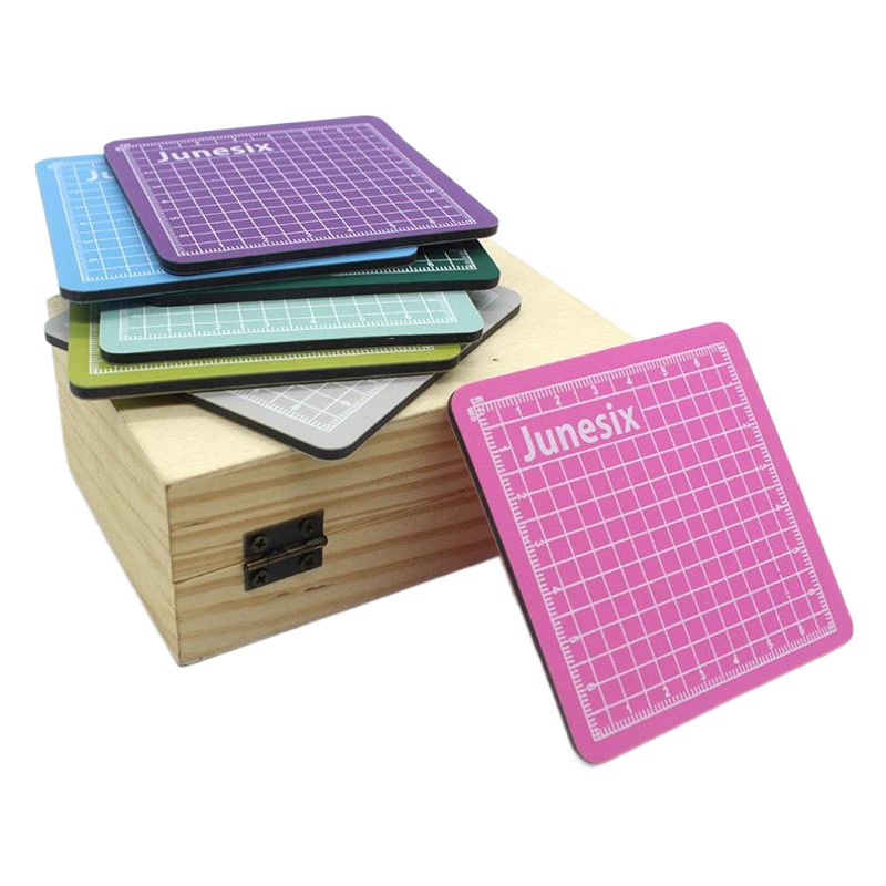 Tabla de cortar Junesix, mini tapete de corte hecho a mano, modelo 8x8cm, tapete de corte para papel de diario, 2.4MM
