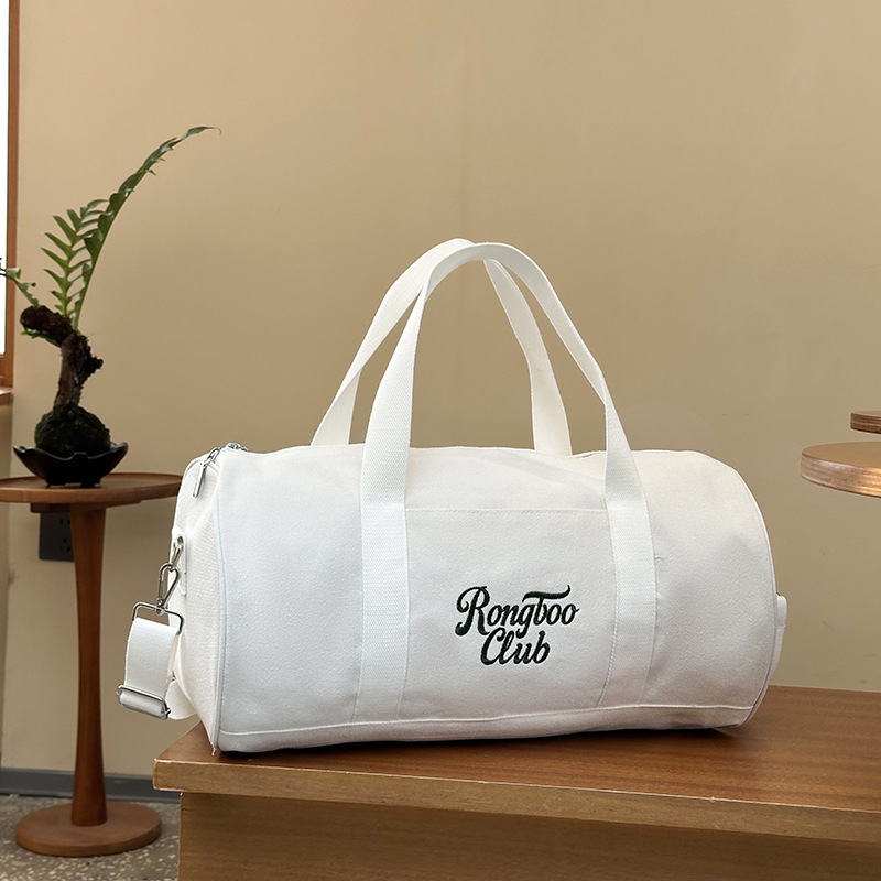 Nuevo bolso de viaje de lona bolso de mano al aire libre cilindro bolsa de fitness letra color de contraste bolso de mensajero de un solo hombro LOGO personalizado