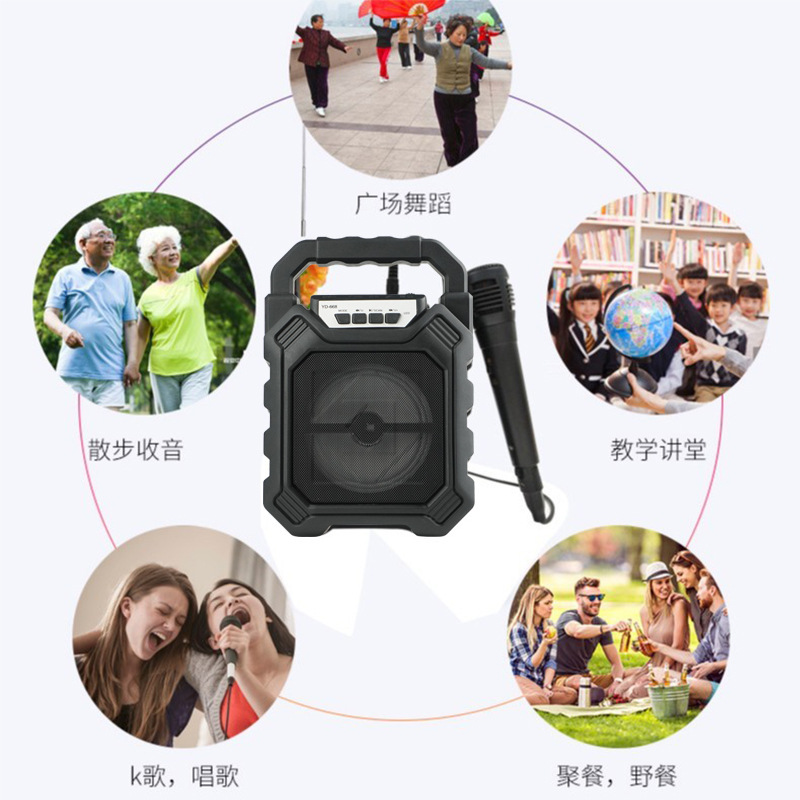 Nuevo 668 Bluetooth Audio Square Dance Altavoz portátil portátil Subwoofer al aire libre Luz de color inalámbrica al por mayor