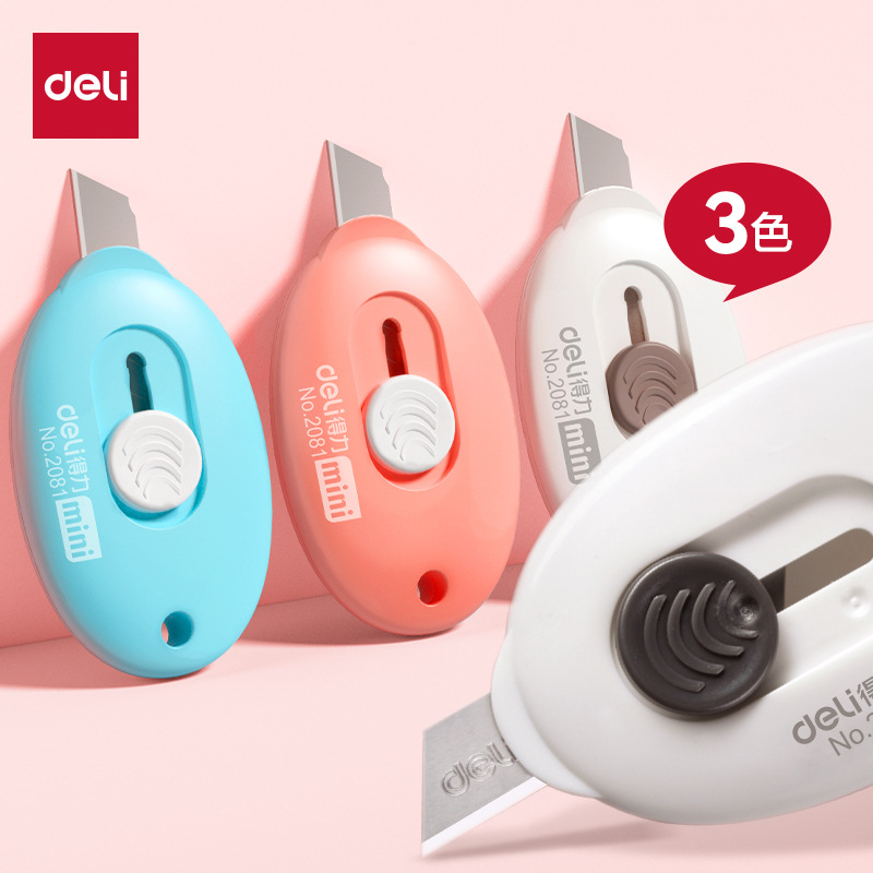 Deli Mini Cuchillo de uso general Portátil compacto Desembalaje Papel de corte pequeño Aprendizaje de oficina Papelería Arte Cuchillo 2081