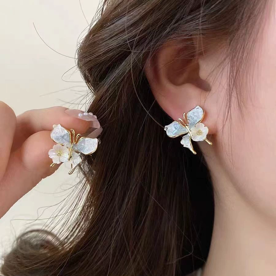 Сексуальные свежие серьги, клипсы на уши, цветочные, без прокола