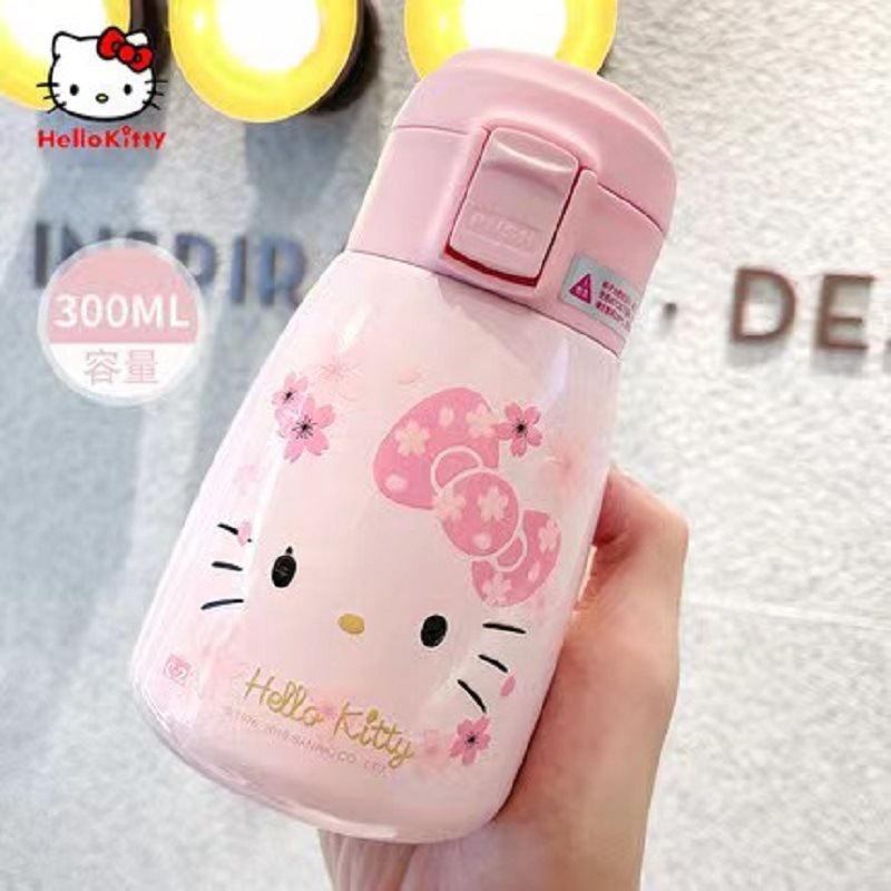 Taza termo de bebida directa de rebote de dibujos animados de Sanrio modelado en relieve 3D 316 mujeres de acero inoxidable de alto valor 350ML