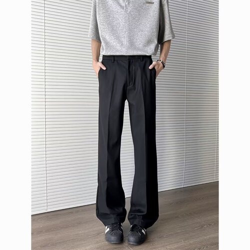 Casual Loose Fit Retro Japanese Style Men's Summer New arriving High-end Straight Leg Trousers with Flared Hem