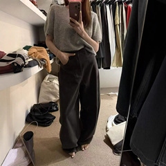 韩系复古慵懒风直筒裤女2025秋季宽松气球休闲弯刀裤工装阔腿裤子