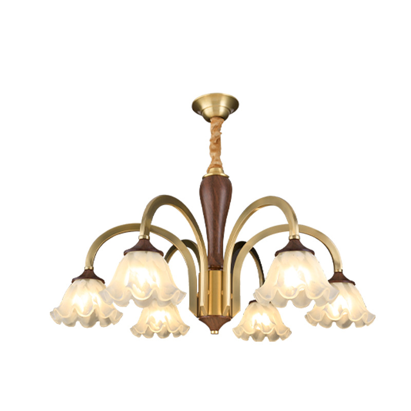 Lámpara de la sala de estar medieval francesa lujosa flor retro creativa simple y cálida diseño dormitorio comedor luz 397L
