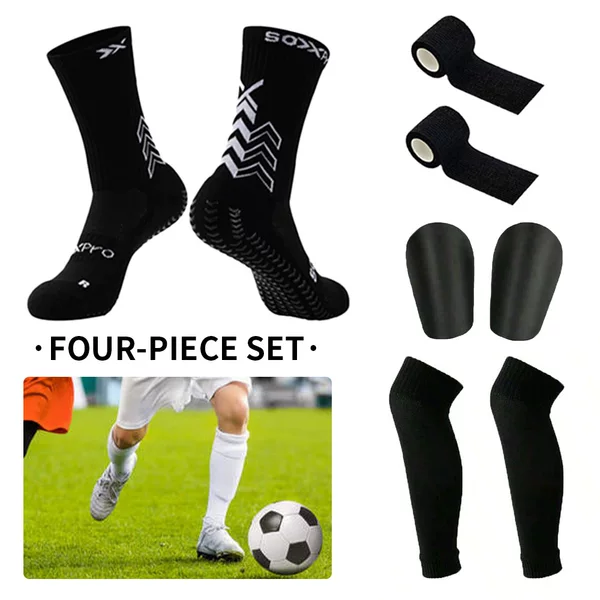 Amazon's best-selling football set includes non-slip football socks, mini shin guards, elastic leg sleeves, sock covers, and sports bandages