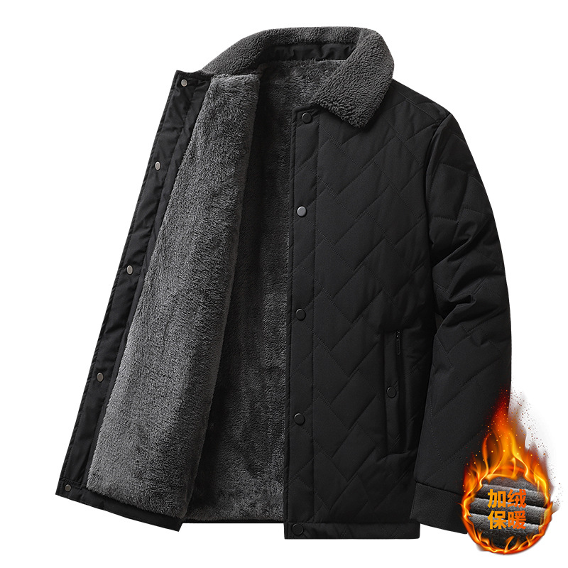 Ropa de invierno chaqueta de algodón hombre de mediana edad y chaqueta de algodón de invierno caliente papá con solapa de algodón tamaño grande