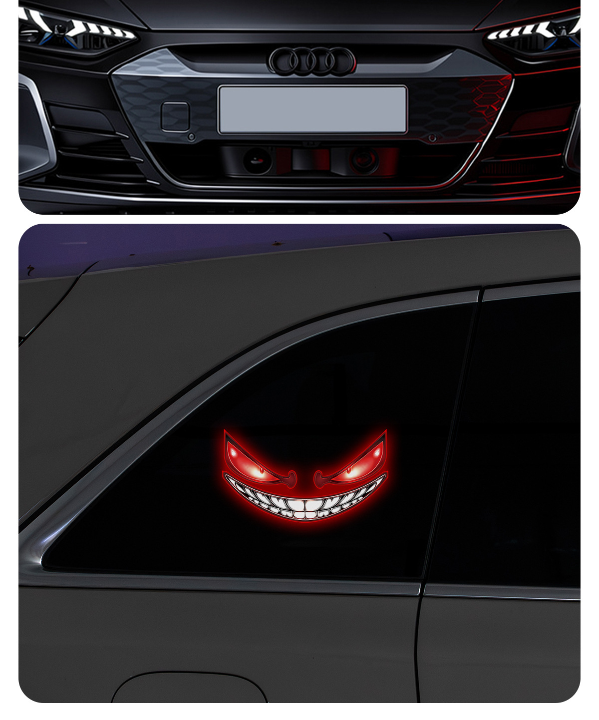 Cross-border automotive dynamic evil eye solar-powered LED warning light for trucks and vans