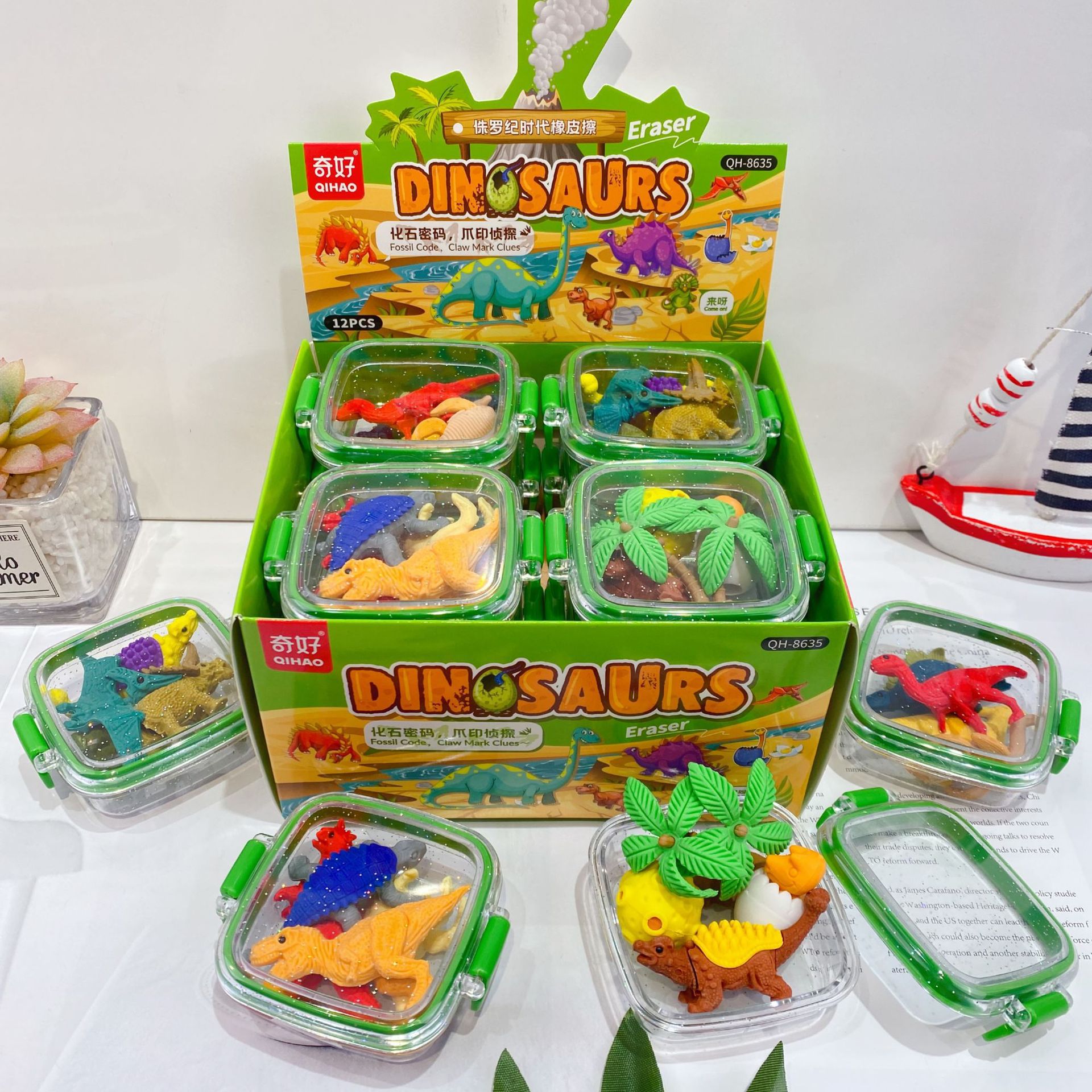 Nuevo dinosaurio jurásico caja de almuerzo forma borracha adorable creativa se puede ensamblar borracha postre regalo 1 de junio