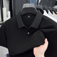 メンズビジネスカジュアルラペルコットン半袖ポロシャツ2025夏ルーズで多用途な無地Tシャツ紳士服