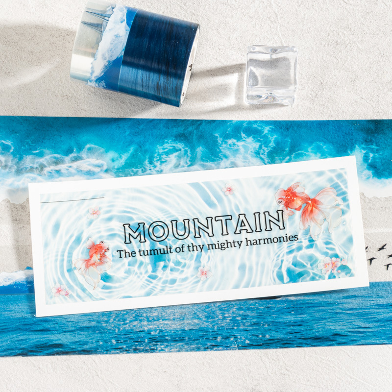 Cinta PET con tema de ondulación de agua de niña de salsa de tomate, cinta de material decorativo de bricolaje de la serie del mar sin fin