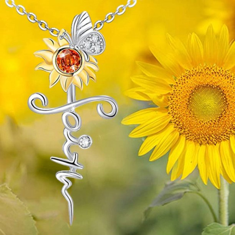 Elegant Simple Style Sunflower Butterfly Alloy Zircon Women's Pendant Necklace display picture 2